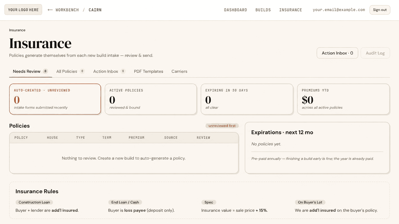 Insurance tool — policy selection